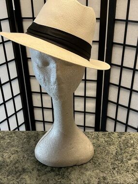 Classic Straw Fedora Hat with Black Band
